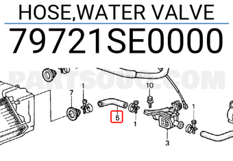 Honda 79721SE0000 HOSE,WATER VALVE