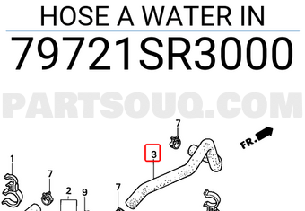 Honda 79721SR3000 HOSE A WATER IN