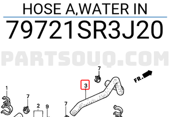 Honda 79721SR3J20 HOSE A,WATER IN