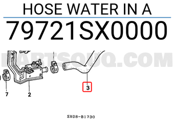 Honda 79721SX0000 HOSE WATER IN A