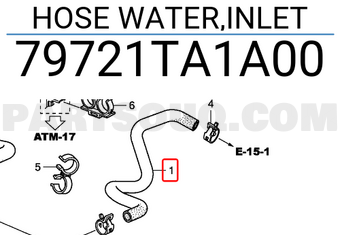 Honda 79721TA1A00 HOSE WATER,INLET