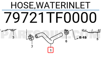 Honda 79721TF0000 HOSE,WATERINLET