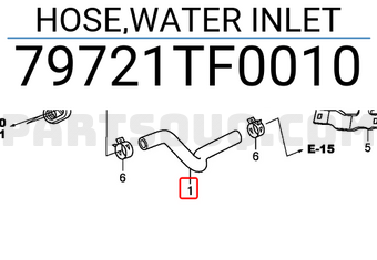 Honda 79721TF0010 HOSE,WATER INLET