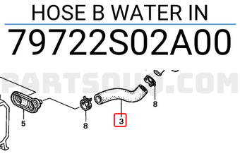 Honda 79722S02A00 HOSE B WATER IN