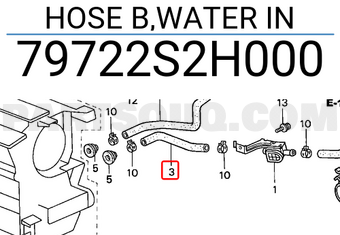 Honda 79722S2H000 HOSE B,WATER IN