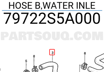Honda 79722S5A000 HOSE B,WATER INLE