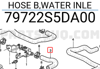 Honda 79722S5DA00 HOSE B,WATER INLE