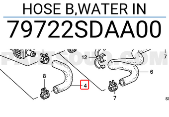 Honda 79722SDAA00 HOSE B,WATER IN