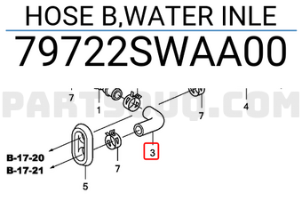 Honda 79722SWAA00 HOSE B,WATER INLE