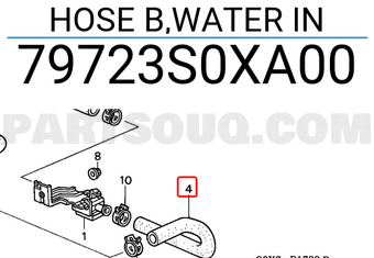 Honda 79723S0XA00 HOSE B,WATER IN