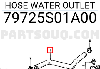 Honda 79725S01A00 HOSE WATER OUTLET