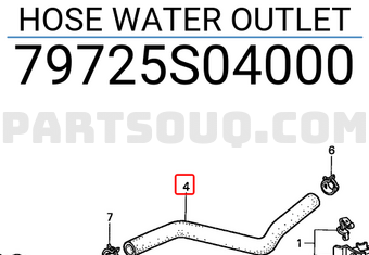 Honda 79725S04000 HOSE WATER OUTLET