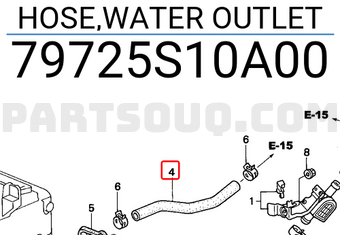 Honda 79725S10A00 HOSE,WATER OUTLET