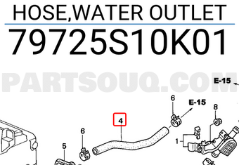 Honda 79725S10K01 HOSE,WATER OUTLET