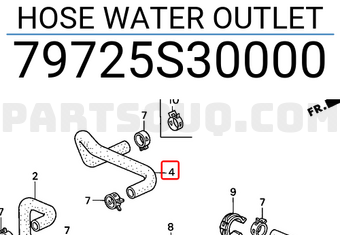 Honda 79725S30000 HOSE WATER OUTLET
