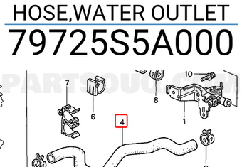 Honda 79725S5A000 HOSE,WATER OUTLET