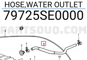 Honda 79725SE0000 HOSE,WATER OUTLET