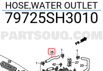 Honda 79725SH3010 HOSE,WATER OUTLET