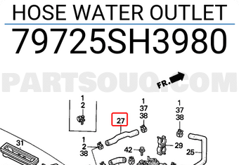Honda 79725SH3980 HOSE WATER OUTLET