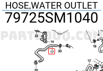 Honda 79725SM1040 HOSE,WATER OUTLET