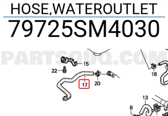 Honda 79725SM4030 HOSE,WATEROUTLET