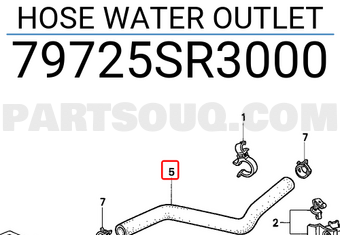 Honda 79725SR3000 HOSE WATER OUTLET