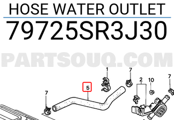 Honda 79725SR3J30 HOSE WATER OUTLET