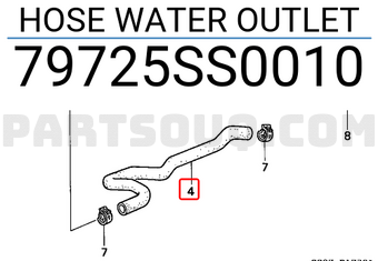 Honda 79725SS0010 HOSE WATER OUTLET