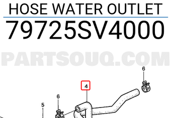 Honda 79725SV4000 HOSE WATER OUTLET