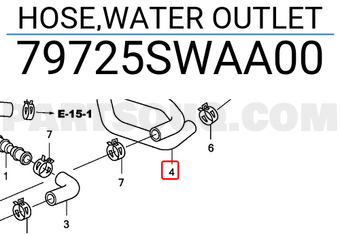 Honda 79725SWAA00 HOSE,WATER OUTLET