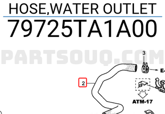 Honda 79725TA1A00 HOSE,WATER OUTLET