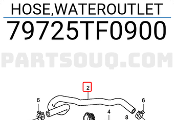 Honda 79725TF0900 HOSE,WATEROUTLET