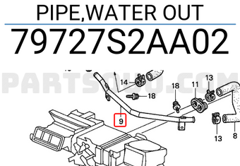 Honda 79727S2AA02 PIPE,WATER OUT