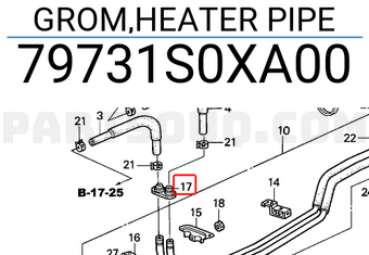 Honda 79731S0XA00 GROM,HEATER PIPE