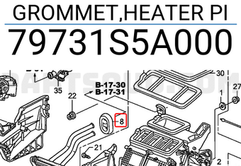 Honda 79731S5A000 GROMMET,HEATER PI