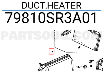 Honda 79810SR3A01 DUCT,HEATER