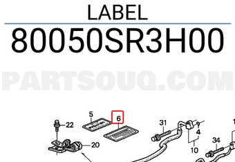 Honda 80050SR3H00 LABEL