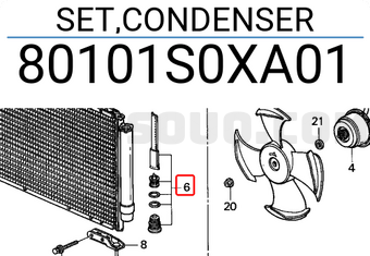 Honda 80101S0XA01 SET,CONDENSER