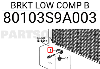 Honda 80103S9A003 BRKT LOW COMP B