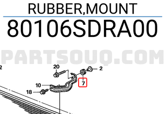 Honda 80106SDRA00 RUBBER,MOUNT