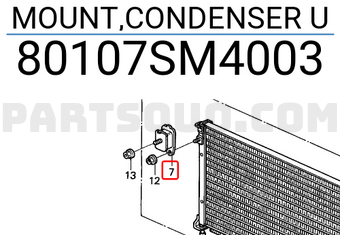 Honda 80107SM4003 MOUNT,CONDENSER U