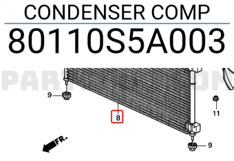 Honda 80110S5A003 CONDENSER COMP