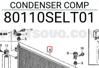 Honda 80110SELT01 CONDENSER COMP