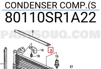 Honda 80110SR1A22 CONDENSER COMP.(S