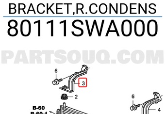 Honda 80111SWA000 BRACKET,R.CONDENS