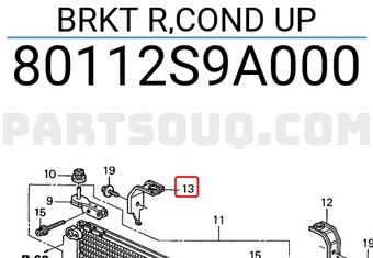 Honda 80112S9A000 BRKT R,COND UP