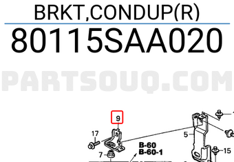 Honda 80115SAA020 BRKT,CONDUP(R)