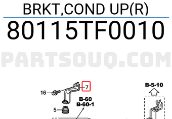 Honda 80115TF0010 BRKT,COND UP(R)
