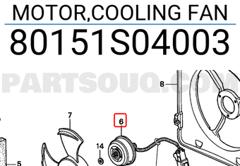 Honda 80151S04003 MOTOR,COOLING FAN