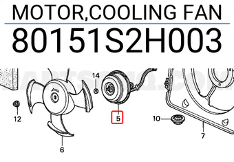 Honda 80151S2H003 MOTOR,COOLING FAN
